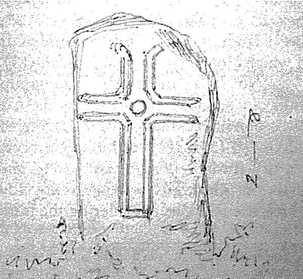 Cross-inscribed stone at St. Brecan's church.